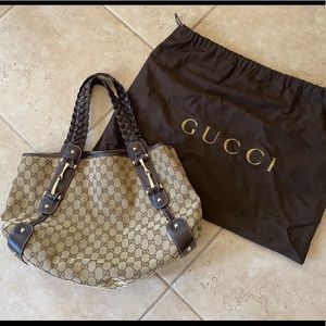 GUCCI MONOGRAM MEDIUM PELHAM SHOULDER BAG BROWN